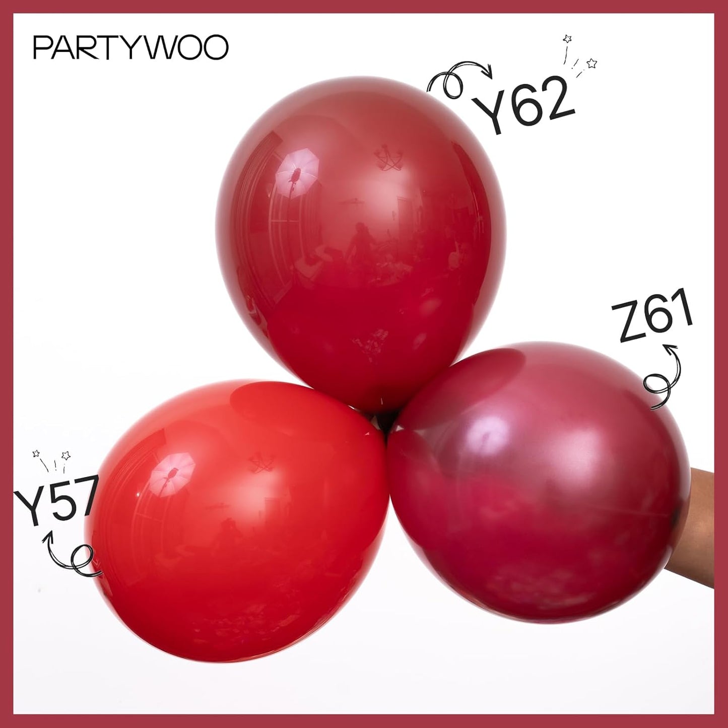 PartyWoo Pearl Burgundy Balloons - 140-Piece Dark Red Balloon Arch Kit for Weddings & Parties