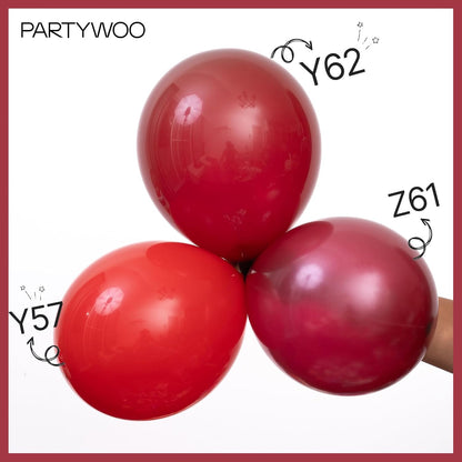 PartyWoo Pearl Burgundy Balloons - 140-Piece Dark Red Balloon Arch Kit for Weddings & Parties