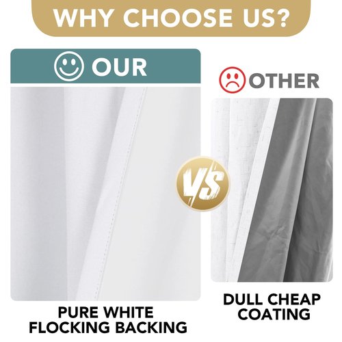 H.VERSAILTEX Pure White Curtains 96 inches Long, 100% Blackout Curtains for Bedroom Thermal Insulated Linen Textured Curtains Living Room Grapes 2 Panel Sets, 52W x 96L - Inch
