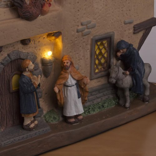 Bethlehem Inn Porcelain Christmas Village - Illuminated with LED Lights for Holiday Decor