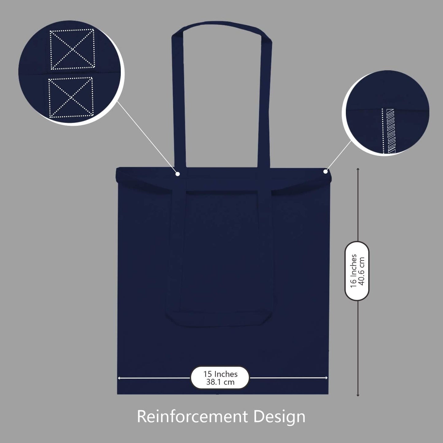 TOPDesign Navy Blue Cotton Tote Bags - 6-Pack Lightweight Reusable Grocery Bags | Ideal for DIY & Promotions