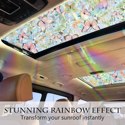 Butterfly Stained Glass Window Film - Sunroof Decals for Car, UV Protection, Privacy