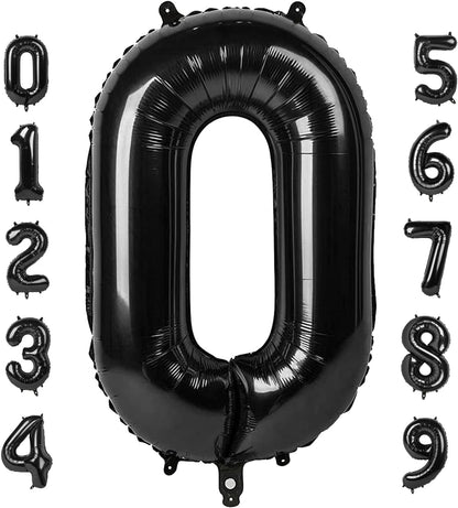 Number 0 Balloons - 40 Inch Black Birthday & Event Decorations | Perfect for Milestones & Celebrations
