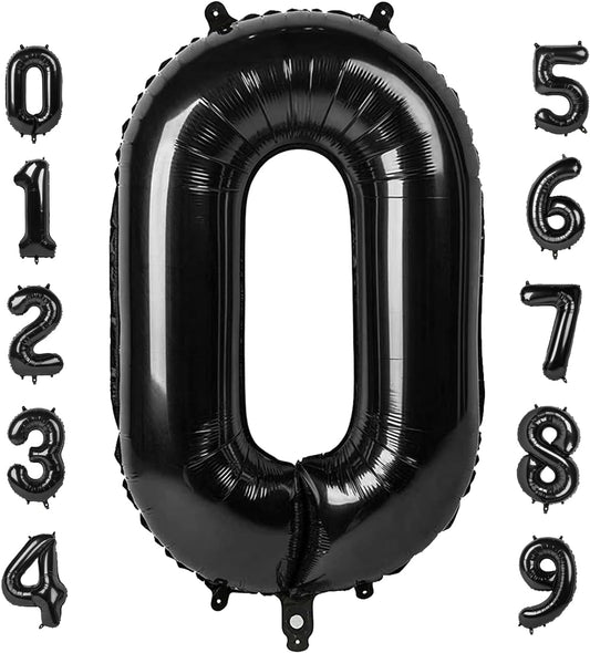 Number 0 Balloons - 40 Inch Black Number Balloons for Birthday, Wedding & Baby Shower Decor