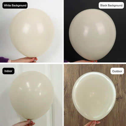 RUBFAC Sand White Cream Balloons - 129pcs Latex Balloon Garland Arch for Parties & Events | 5-18 Inches