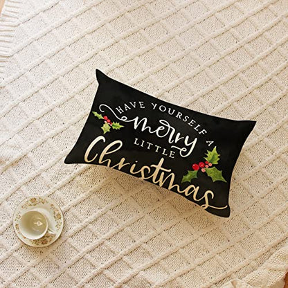 Christmas Throw Pillow Cover 12x20 Inch Holiday Farmhouse Cushion Case for Sofa