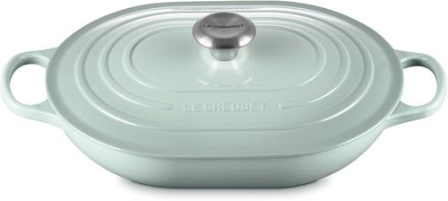 Le Creuset Enameled Cast Iron Oval Casserole - 3.75 Qt. | Durable Lid & Elegant Sea Salt Color