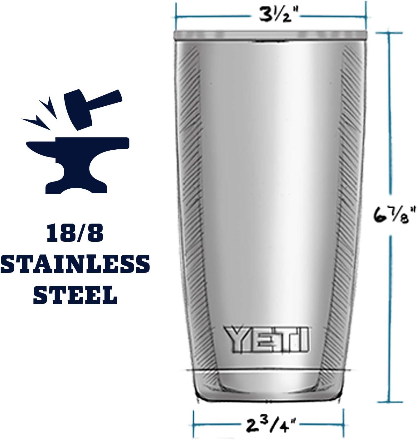 YETI Rambler 20 oz Tumbler Set - Includes MagSlider Tumbler & Straw Lid | Navy Color