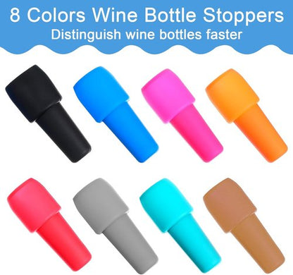 8Pcs Silicone Wine Stopper Reusable Bottle Stoppers Sealed Soft Wine Stoppers Unbreakable Bottle Cover Caps Beer Champagne Stopper Glass Sealer Covers for Keeping Soda Drink Whiskey Fresh