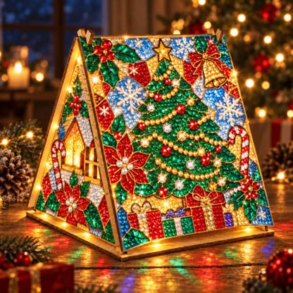 DIY Wooden Pearl Diamond Art Kit with Christmas Wreath Variation