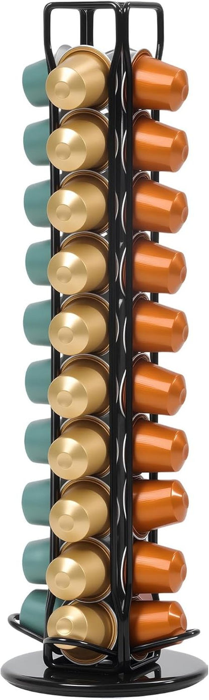 Coffee Pod Holder - Nespresso OriginalLine Rotating Carousel Organizer | Black, 40 Pods Capacity