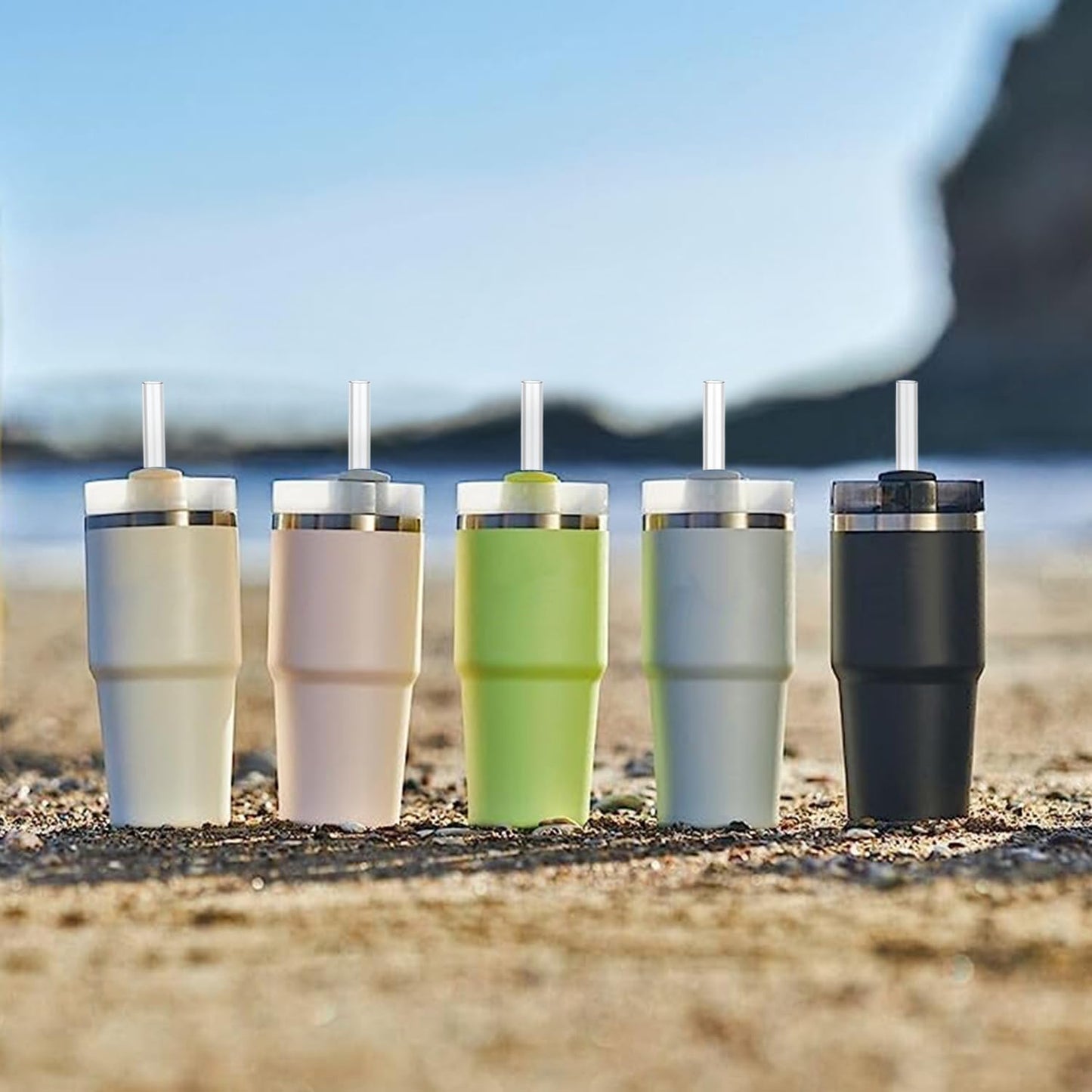 Stanley Replacement Straw - 6 Pack Reusable Straws with Cleaning Brush | Clear, Dishwasher Safe for 14 oz & 20 oz Tumblers