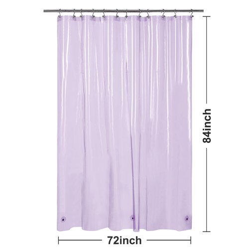 Barossa Design Extra Long Shower Curtain Liner with 3 Magnets - 72" x 84" XL, Waterproof PEVA Lightweight Shower Liner for Bathroom, PVC Free, Metal Grommets - Clear Lavender, 72x84