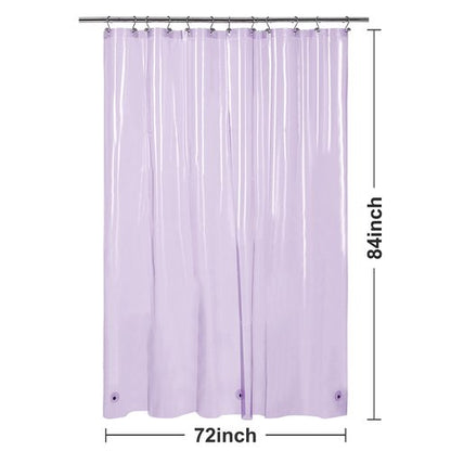 Barossa Design Extra Long Shower Curtain Liner with 3 Magnets - 72" x 84" XL, Waterproof PEVA Lightweight Shower Liner for Bathroom, PVC Free, Metal Grommets - Clear Lavender, 72x84