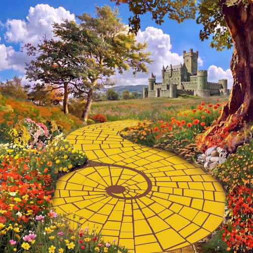 Wizard Party Floor Runner - Curved Yellow Brick Path for Halloween and Medieval Decor