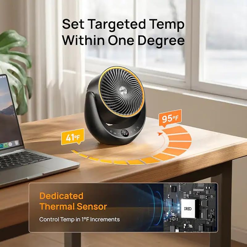 Portable 13-Inch Ceramic Space Heater with Remote Control - Black