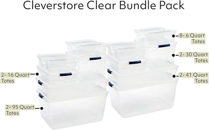 Rubbermaid Clear Storage Bins - Stackable 16-Pack with Latching Lids | BPA-Free, Made in USA