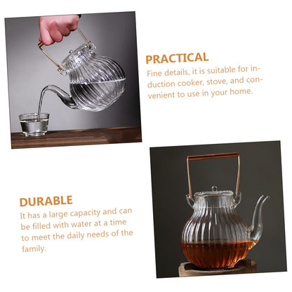 Zerodeko Elegant Glass Teapot Pot Copper Handle 800ml Tea Brewing Pot Stovetop Tea Kettle for Brew