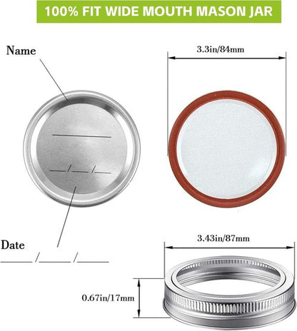 48-Pack Canning Lids & Rings by [Brand Name] - Leak-Proof Airtight Mason Jar Lids for Wide Mouth