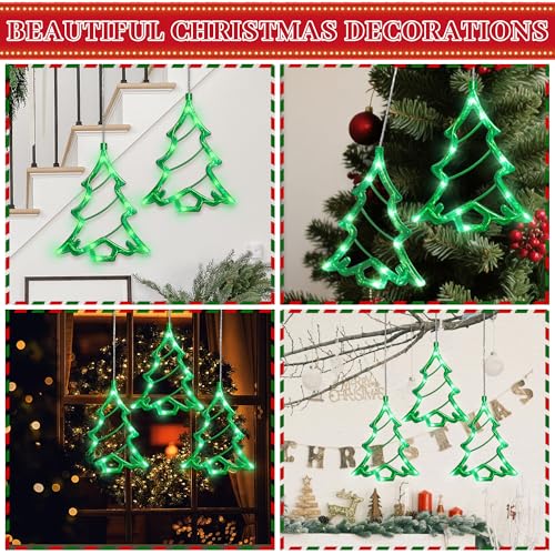 Christmas Tree Window Lights - 30 LEDs, 8 Modes, Timer, USB & Battery Operated - Indoor Outdoor Decoration - Variation: Christmas Tree