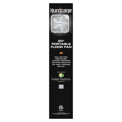 Hurricane Classic Floor Mount Box Fan w/ 3 Quiet Speeds, Black, 20" - Corded Portable Electric Air Cooling Unit w/ Powerful 2400 CFM Airflow for Home, Garage, Office, Bedroom & Basement