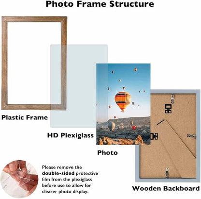 JCJMY 9x12 Rustic Brown Picture Frame - Versatile Wall Mounting for Horizontal or Vertical Display