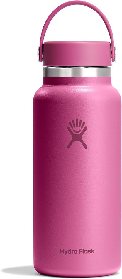 Hydro Flask Water Bottle - Insulated Stainless Steel, Wide Mouth Flex Lid - 32 Oz Reef Pink, Leakproof & Refillable
