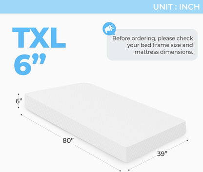 Neo Sleep Twin XL Cooling Memory Mattress - Pressure Relief & Comfort | Medium Firm, CertiPUR-US Certified, 6 Inch