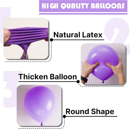 PartyWoo Purple Balloons - 100pcs 12 Inch Latex Balloons for Birthday & Wedding Decor