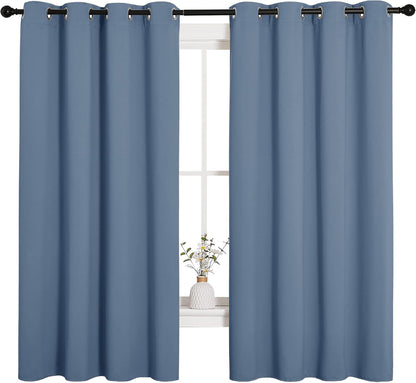 NICETOWN Blackout Curtains - Sound & Heat Reducing Drapes for Kids' Bedroom | Stone Blue, 55" x 68", 2PCs