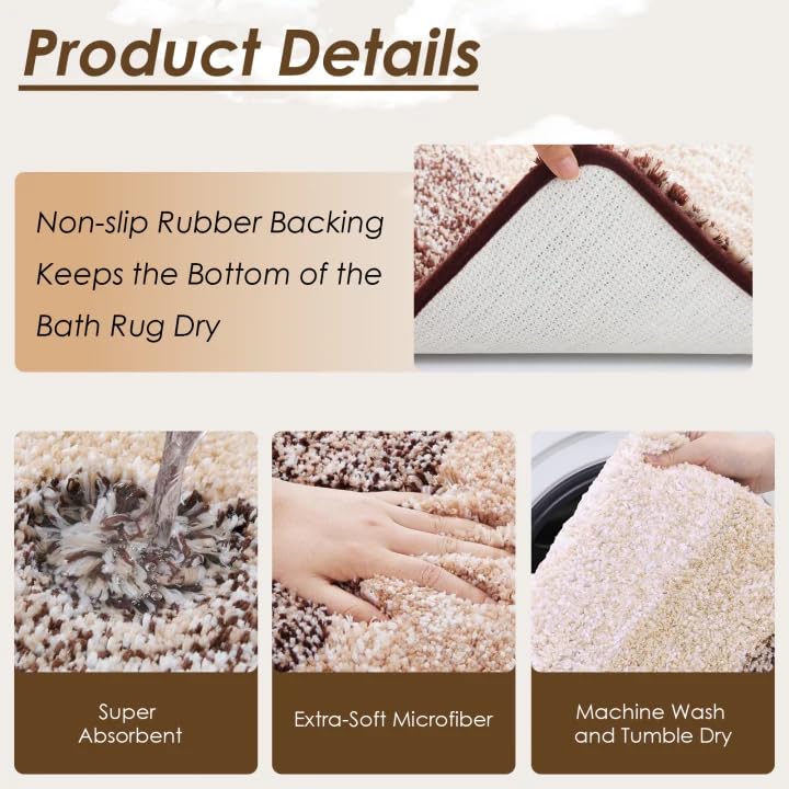 Ombre Brown Bathroom Set with Shower Curtain, Rugs & Accessories