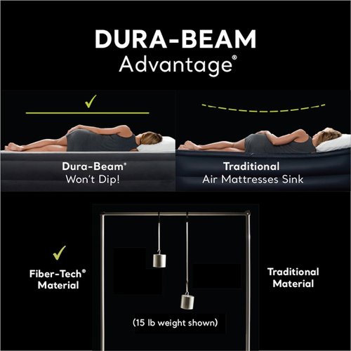 Intex Air Mattress - Dura-Beam Plus Pillow Rest with Built-In Electric Pump | Queen Size, 16.5in Height, 600lb Capacity
