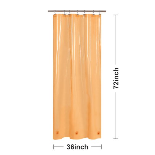 Barossa Design Clear Orange Stall Shower Curtain Liner 36" W x 72" H - Waterproof Lightweight PEVA Plastic Narrow Shower Liner for Small Bathroom,3 Bottom Magnets & Metal Grommets - Clear Orange