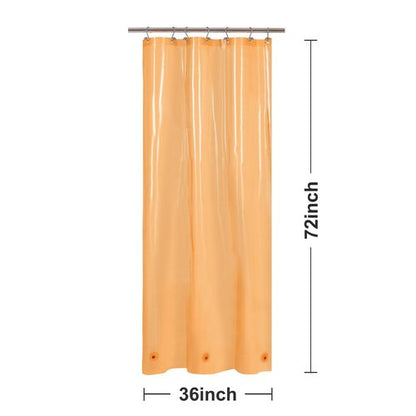 Barossa Design Clear Orange Stall Shower Curtain Liner 36" W x 72" H - Waterproof Lightweight PEVA Plastic Narrow Shower Liner for Small Bathroom,3 Bottom Magnets & Metal Grommets - Clear Orange