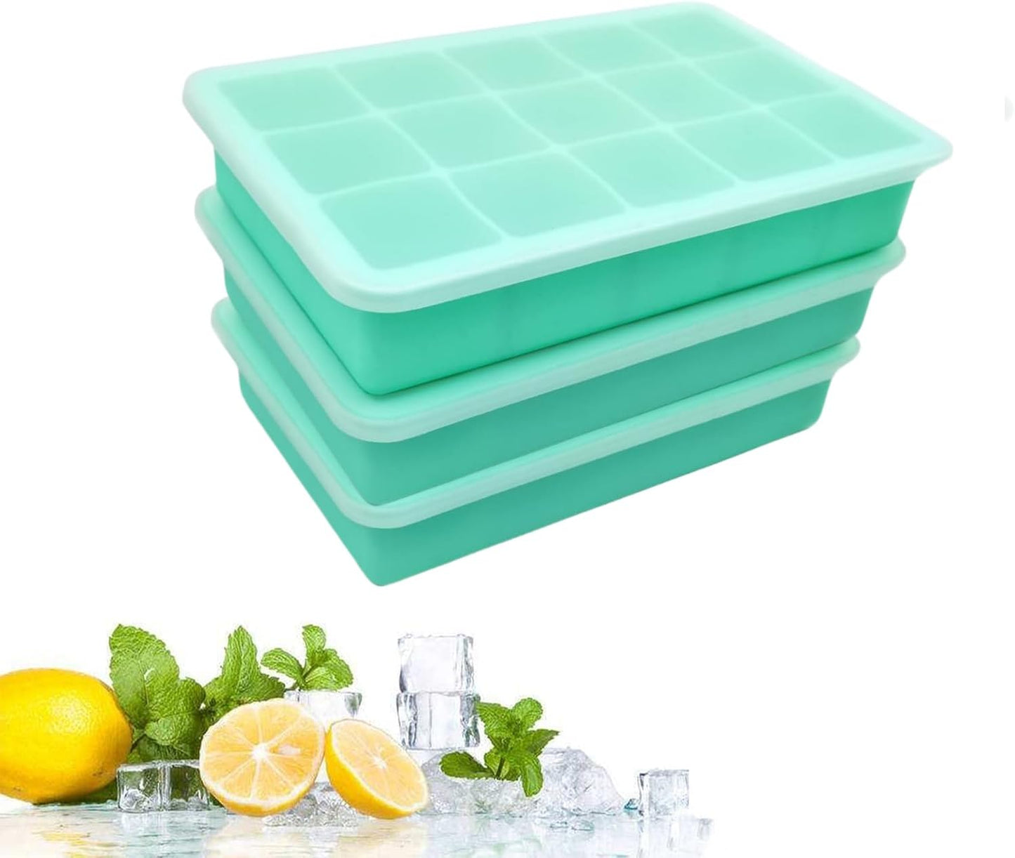 Silicone Ice Cube Trays - 3 Pack 45-Cube BPA Free | Stackable & Easy-Release for Whiskey, Cocktails, Baby Food