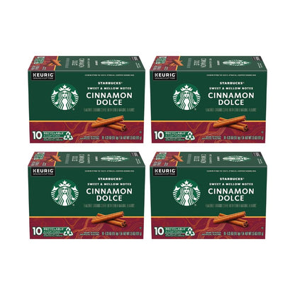 Starbucks K-Cup Pods - Cinnamon Dolce Flavored Coffee with Sweet Notes | 10 Recyclable Pods per Pack (4 Packs)