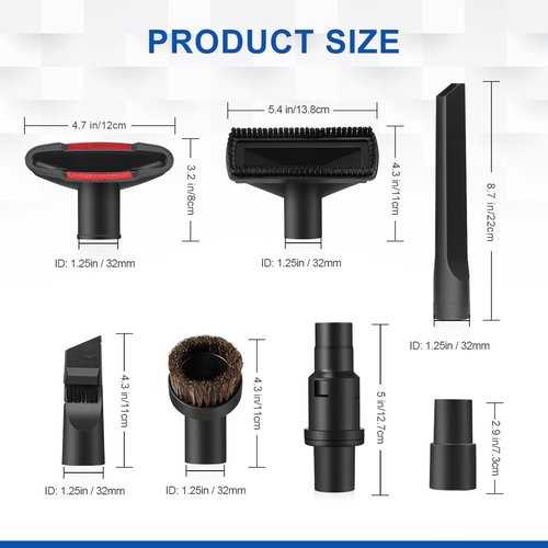 LANMU Vacuum Attachments - 1 1/4 Inch (32mm) Compatible with Shark Navigator & Rocket Vacuums | Home & Car Cleaning Kit