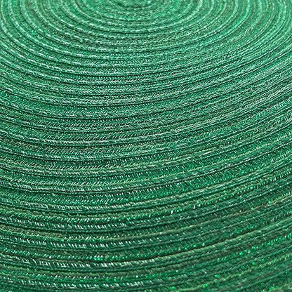 Christmas Green Braided Placemats Set of 6 - 15 Inch Woven Table Mats for Dining & Home Decor
