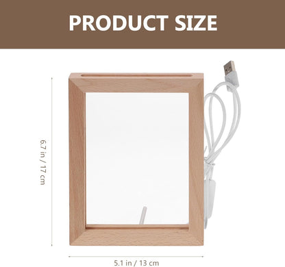 Uonlytech LED Photo Frame - Glowing Night Light Display for Pictures | Wooden USB Design