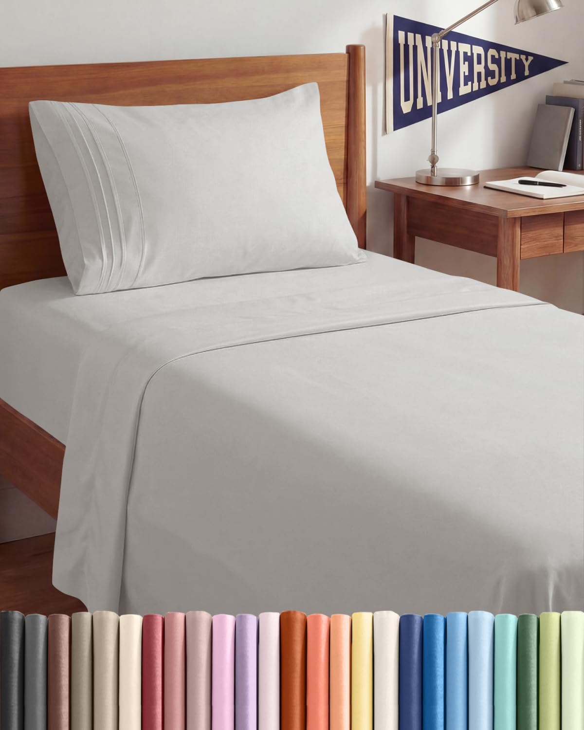 Comfy Twin XL Sheet Set by [Brand Name] - 3 Piece Cooling Bedding | Soft, Breathable & Wrinkle-Free - French Grey