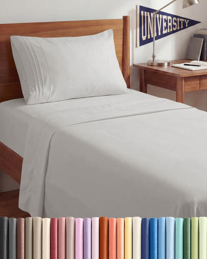 Comfy Twin XL Sheet Set by [Brand Name] - 3 Piece Cooling Bedding | Soft, Breathable & Wrinkle-Free - French Grey