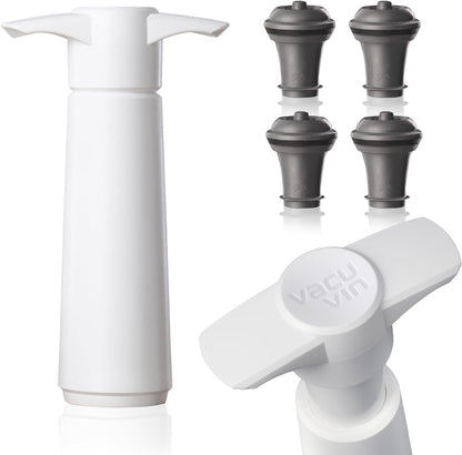 Vacu Vin White pump with 4 Wine Stoppers, standard