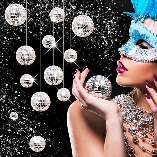 Mini Disco Ball Ornaments - 2 Inch & 1 Inch Hanging Party Decorations, 200 Pack