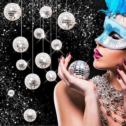 Mini Disco Ball Ornaments - 2 Inch & 1 Inch Hanging Party Decorations, 200 Pack