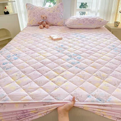 California King Quilted Mattress Cover A03 Breathable Soft Fitted Bed Protector