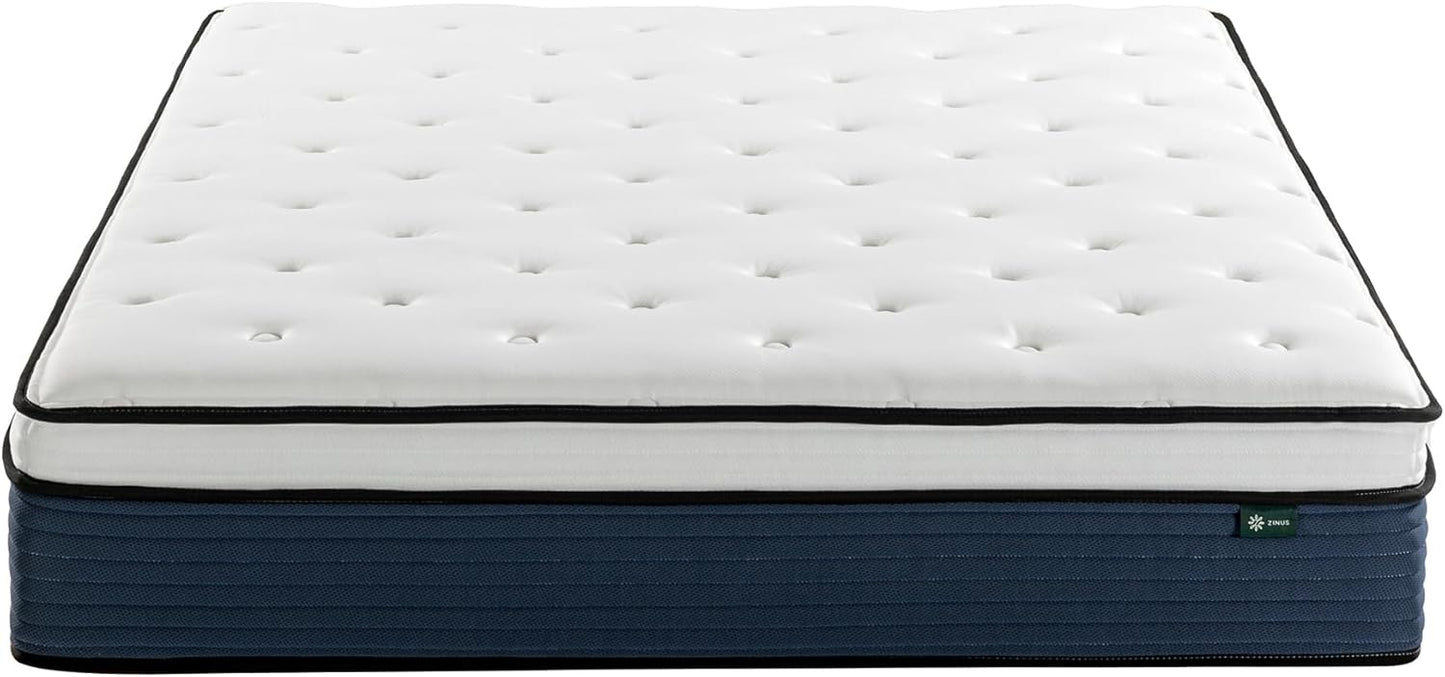 ZINUS 12 Inch Comfort Support Hybrid Mattress - Queen Size, Medium Plush, Fiberglass Free, Motion Isolation