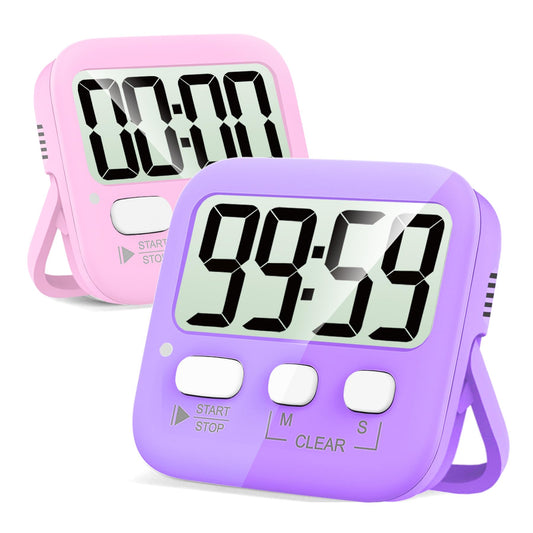 Antonki Timer, Timer for Kids, Kitchen Timers, Digital Timer for Cooking, Egg Timer, Classroom Timer for Teacher, Magnetic Countdown Timer for Exercise, Study, Oven - Battery Included - Pack of 2