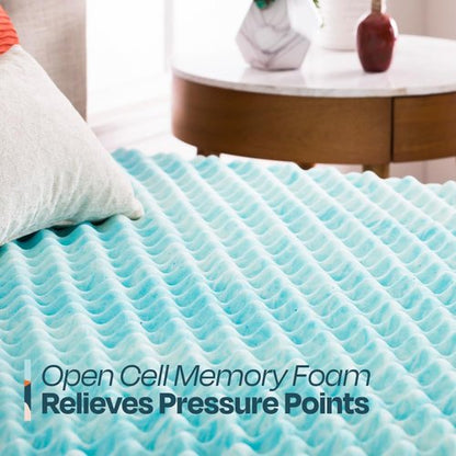 Linenspa 2 Inch Gel Memory Foam Mattress Topper – Egg Crate Style, Reversible for two feels – Promotes Airflow & Relieves Pressure Points – Full