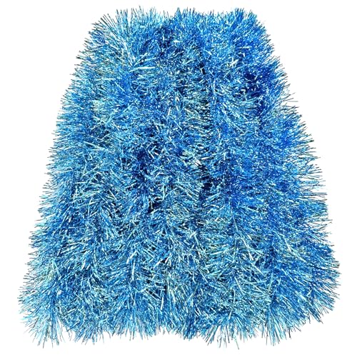 Blue Christmas Tinsel Garland 20ft Light Blue Metallic Holiday Decorations - Variation of THIS listing