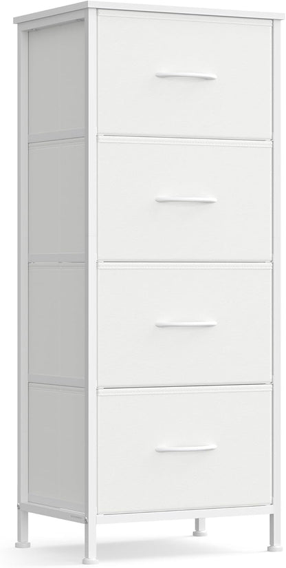 SONGMICS Dresser - Stylish Chest of Drawers with 4 Non-Woven Fabric Bins | Cloud White & Snow White
